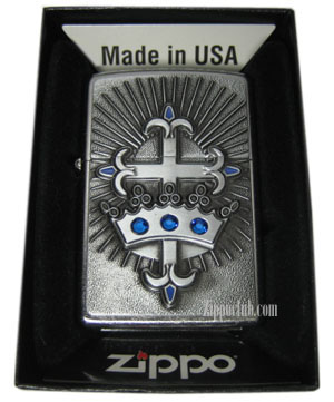 24875　クラウン＆クロス・エンブレム・ジッポー Crown and Cross Emblem Zippo