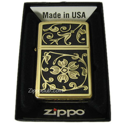  Zippo Gold Floral Flush Emblem