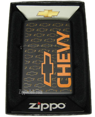 Zippo シェビー・ブラックマット・オレンジ・ボウタイ