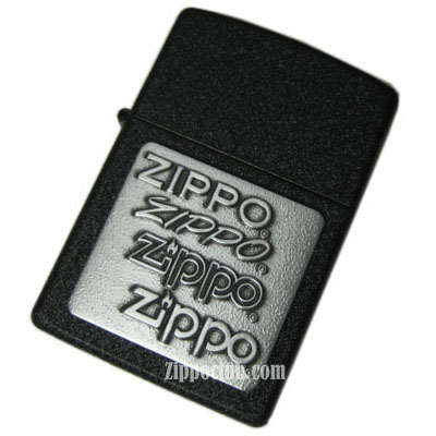 ブラック・クラッケル・ウィズ・ピューターエンブレム Zippo Black Crackle w/Pewter Emblem