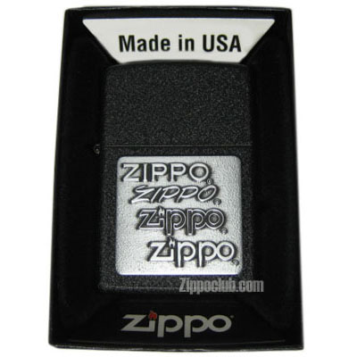 ブラック・クラッケル・ウィズ・ピューターエンブレム Zippo Black Crackle w/Pewter Emblem