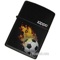 炎のサッカーボールをプリントしたZIPPO